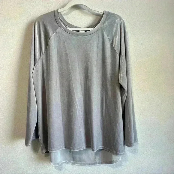 LOFT Lounge Women’s Gray‎ Velvet Pullover Top Size L - Picture 5 of 8